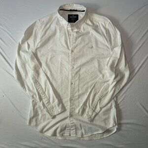 White Hollister Epic Flex Stretch Muscle Fit Dress Shirt Medium